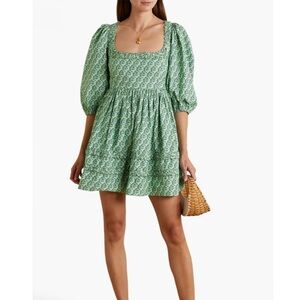 RHODE Daya Smocked Cotton Printed Mini Dress